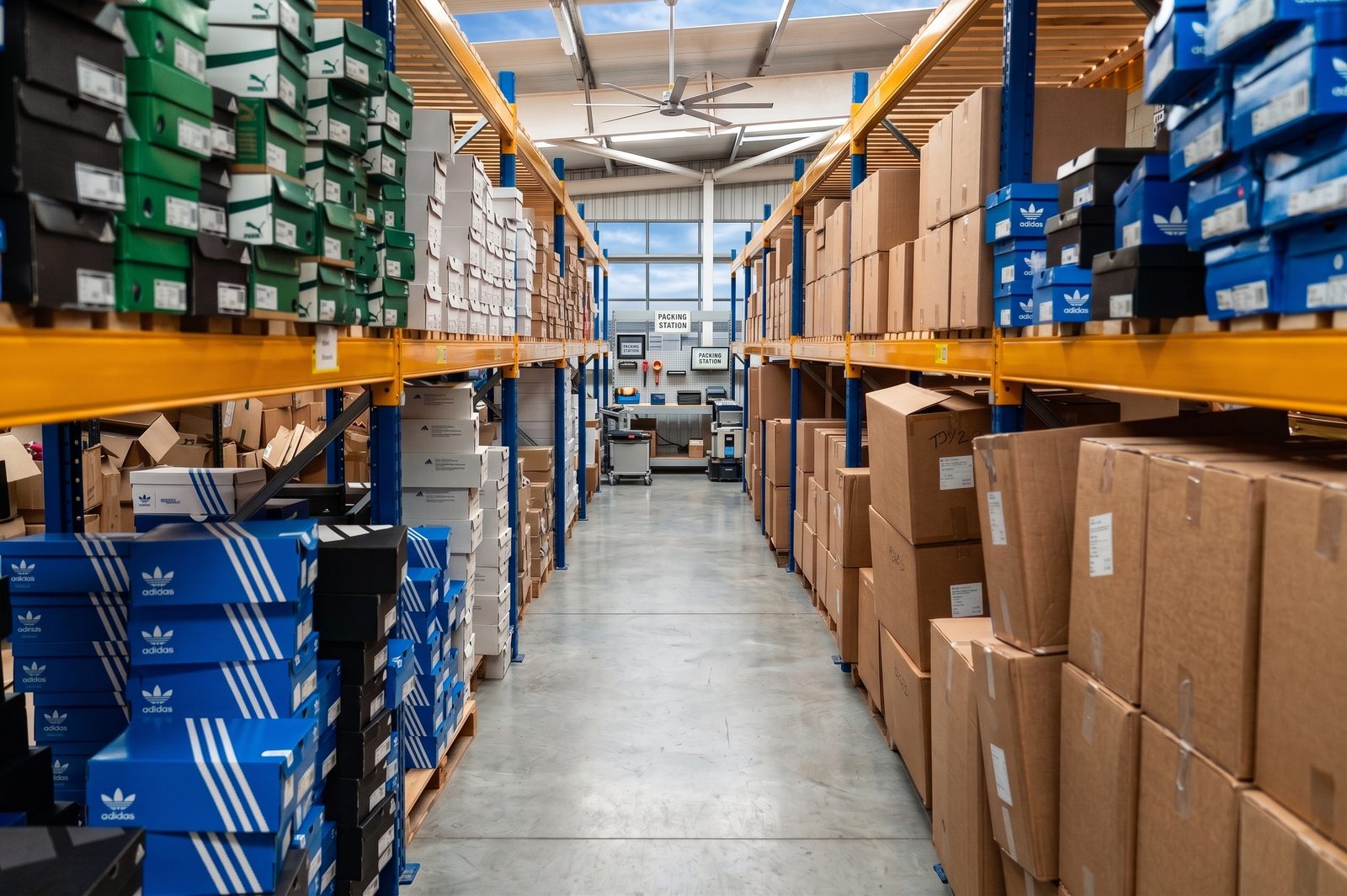 Packaging and consumables held in stock at the warehouse